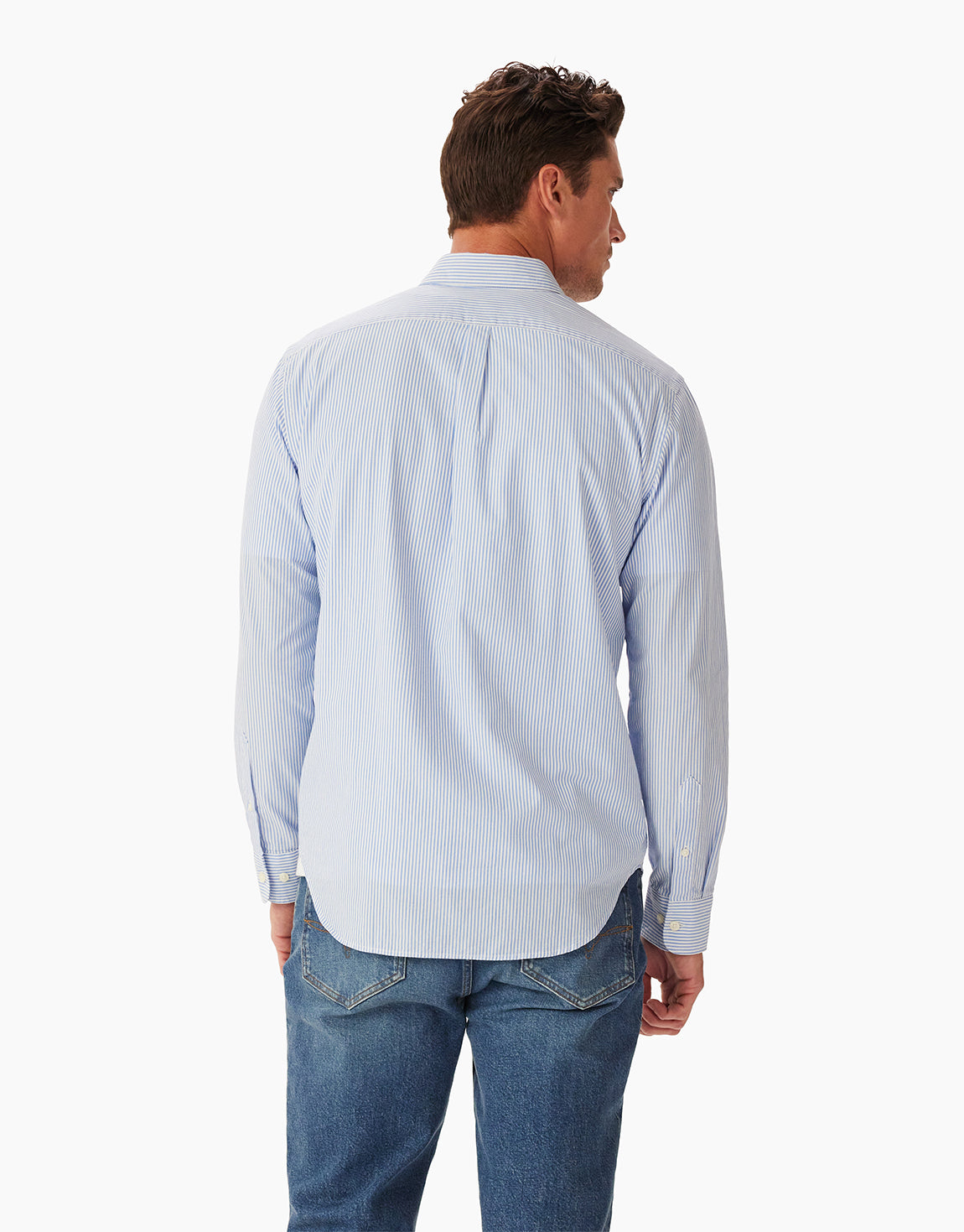 R.M. Williams Regular Poplin Blue White Stripe Shirt