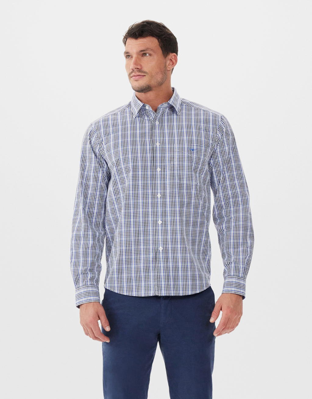 R.M.Williams Collins Navy, Blue & White Shirt