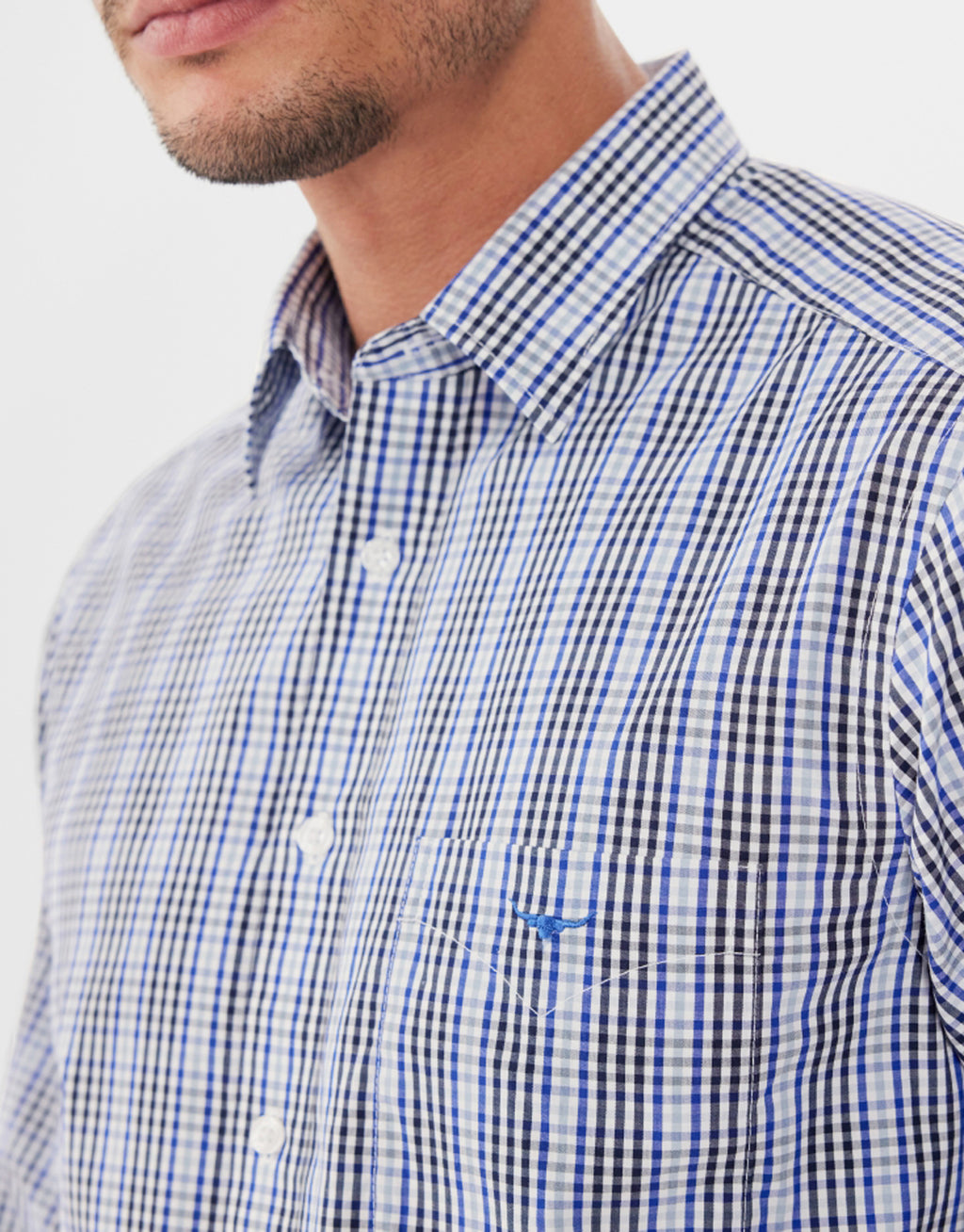 R.M.Williams Collins Navy, Blue & White Shirt