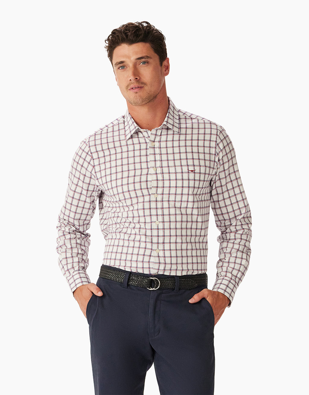 R.M. Williams Classic Red White Navy Twill Check Shirt