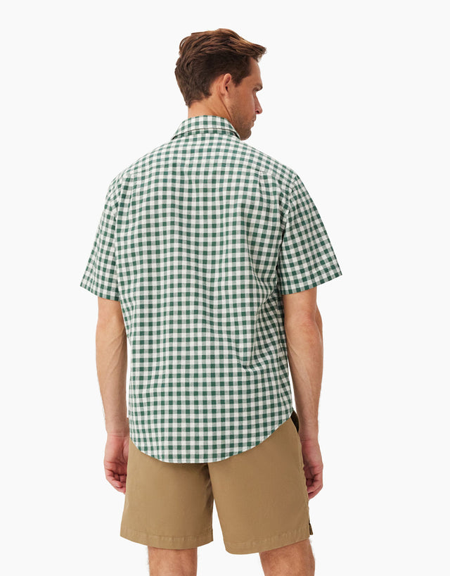 R.M.Williams Hervey Green and White Check Short Sleeve Shirt