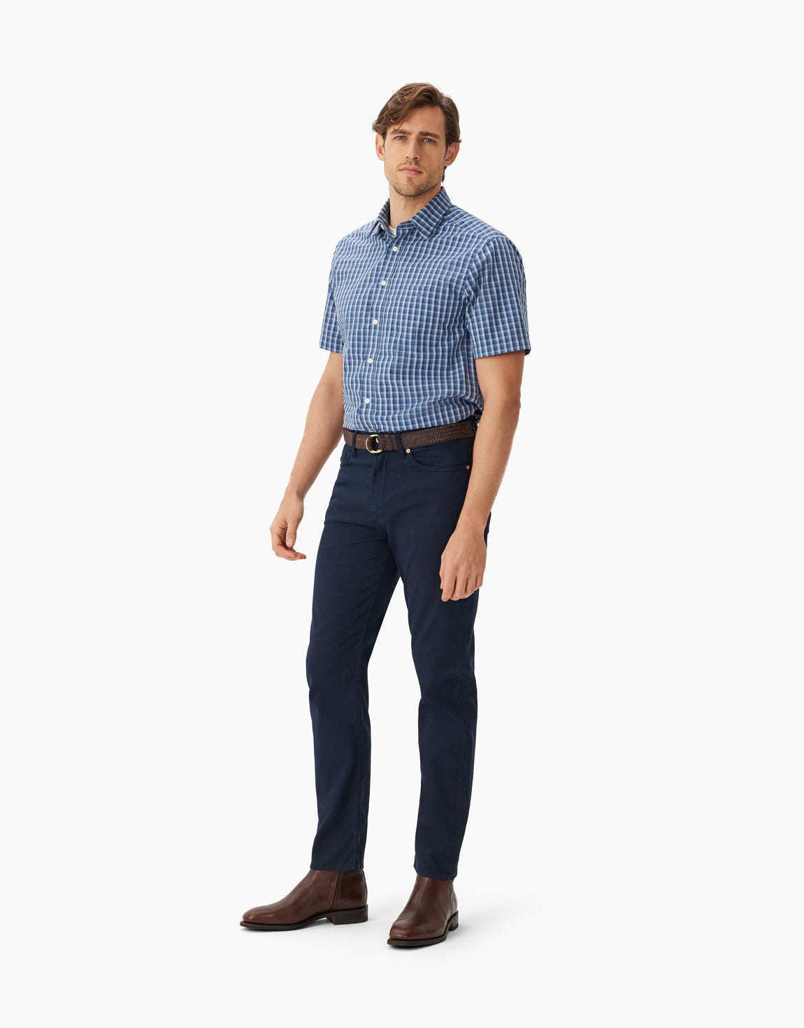 R.M. Williams Hervey Blue Navy Classic Short Sleeve Shirt