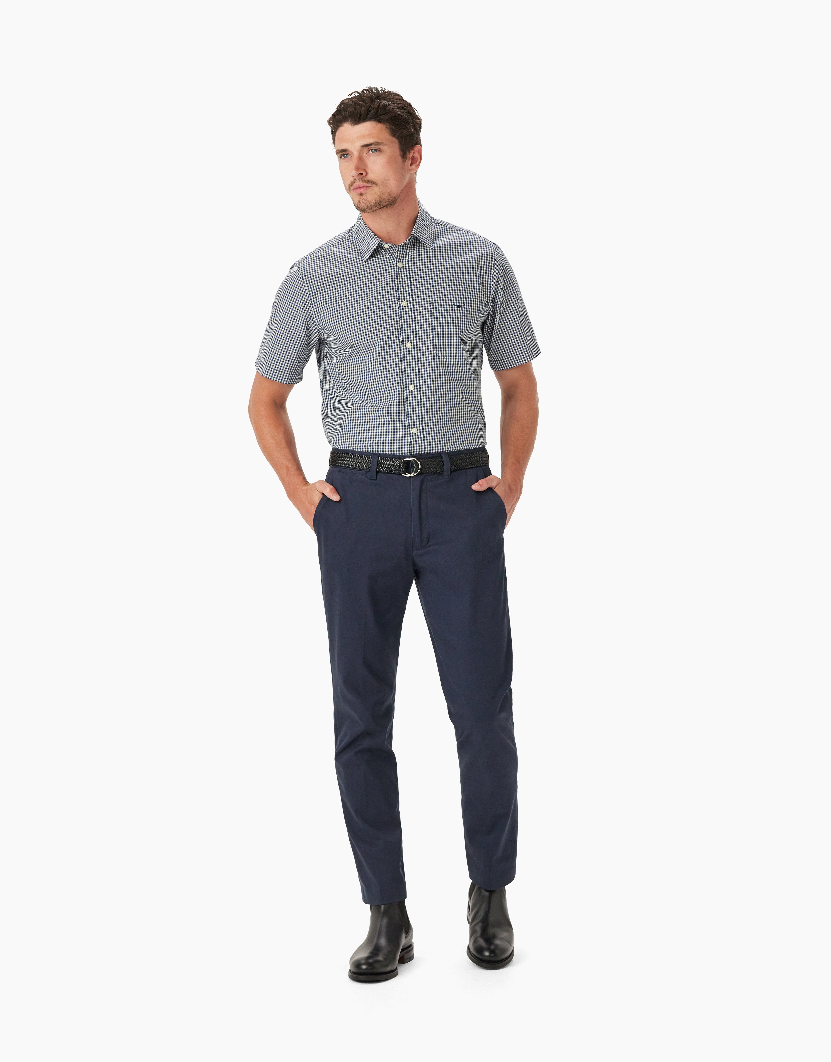 R.M. Williams Classic Navy Charcoal Short Sleeve Shirt