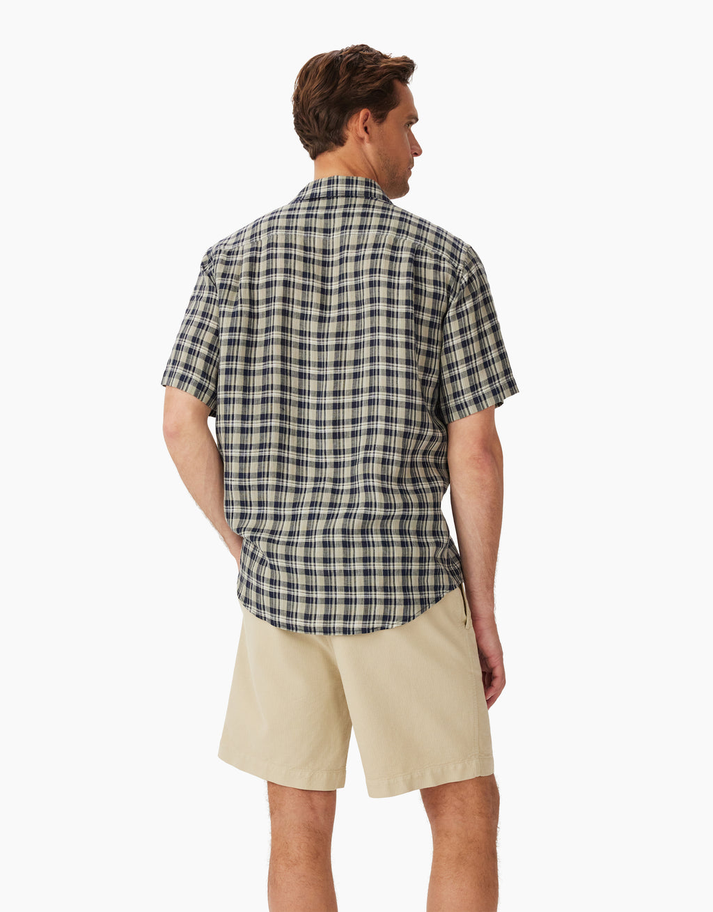 R.M. Williams Linen Navy, Sage, White Short Sleeve Shirt
