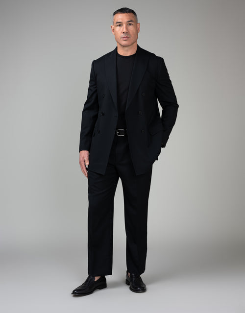 Doppio Jet Black Double Breasted Suit