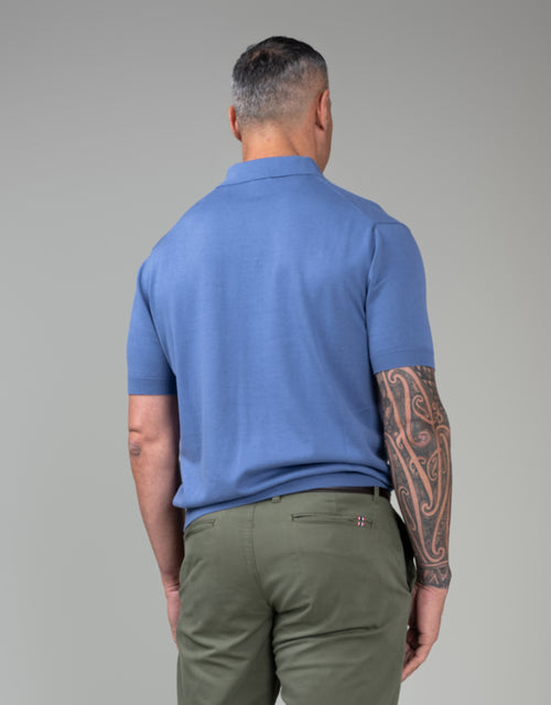 Amalfi China Blue Knitted Polo