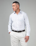 Sinatra White & Blue Myosotis Floral Print Shirt