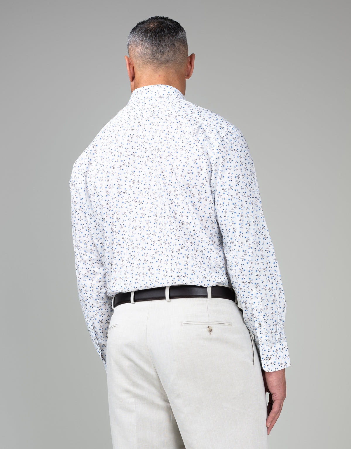 Sinatra White & Blue Myosotis Floral Print Shirt