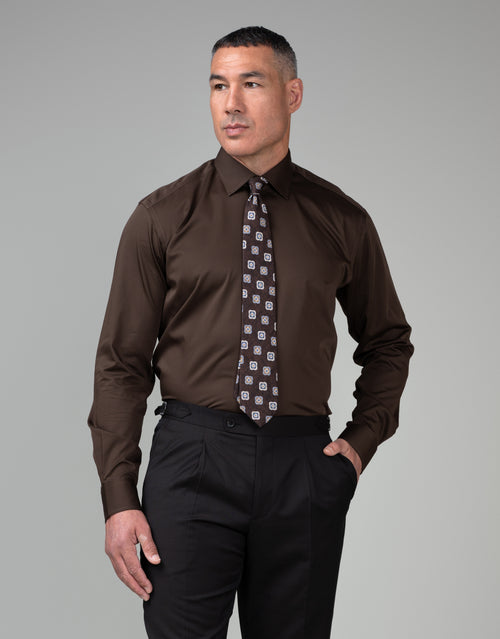 London Chocolate Brown Sateen Shirt