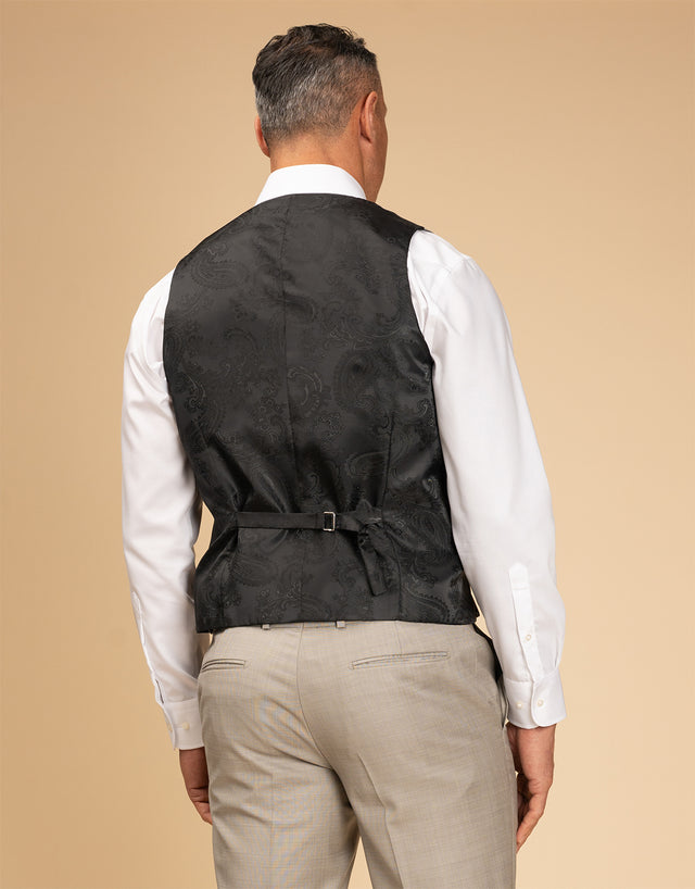 Curtis Beige Sharkskin Waistcoat