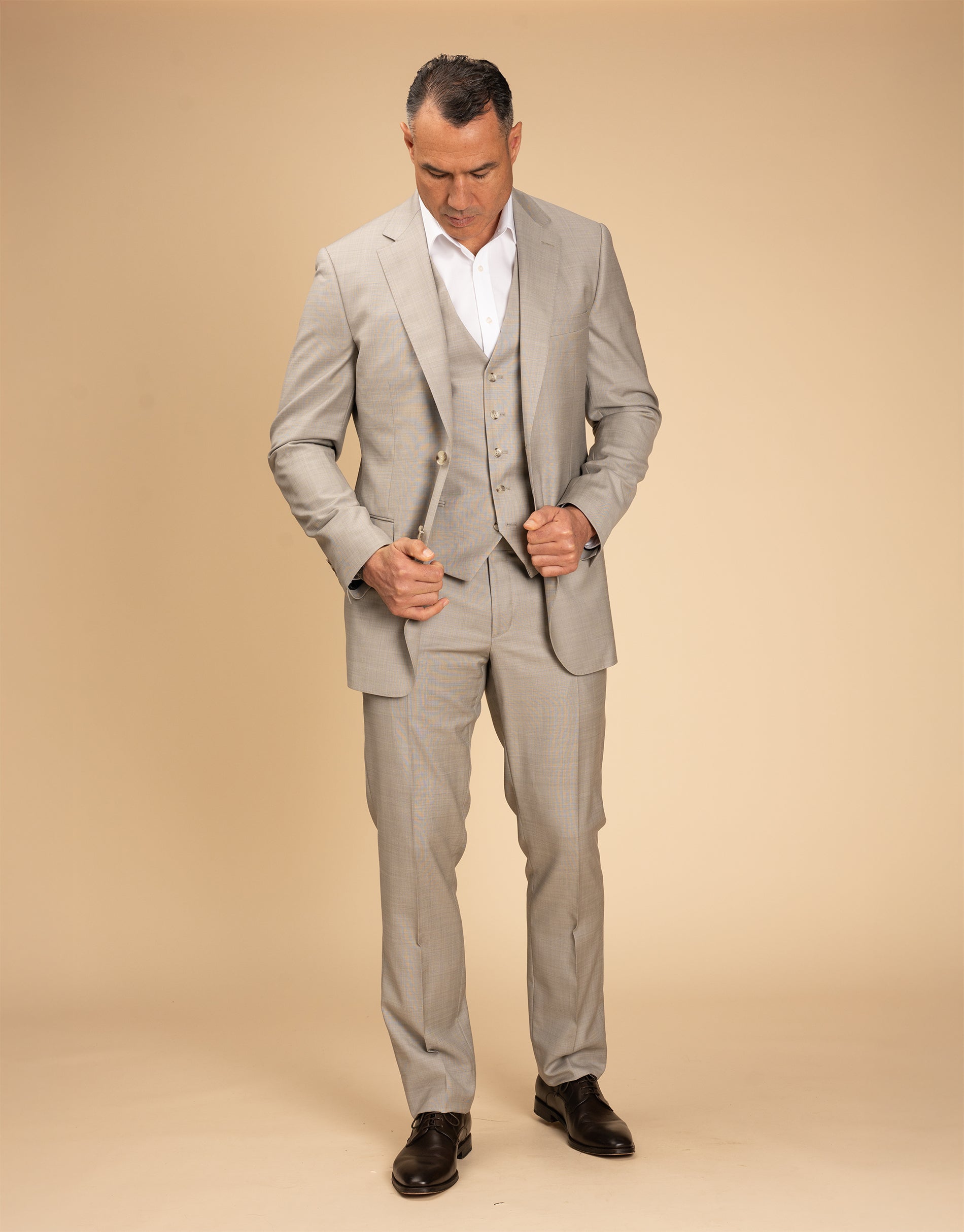 Hire Curtis Beige Sharkskin Waistcoat