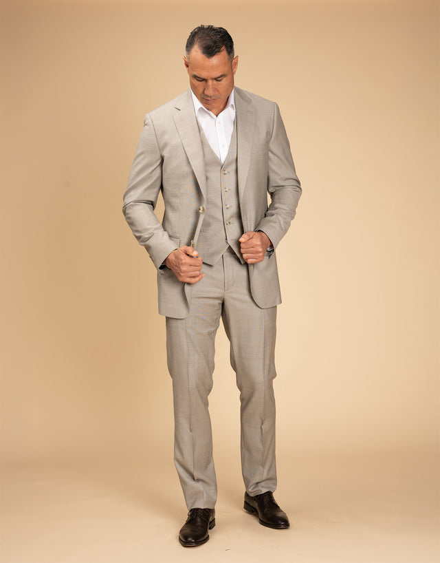 Curtis Beige Sharkskin Waistcoat