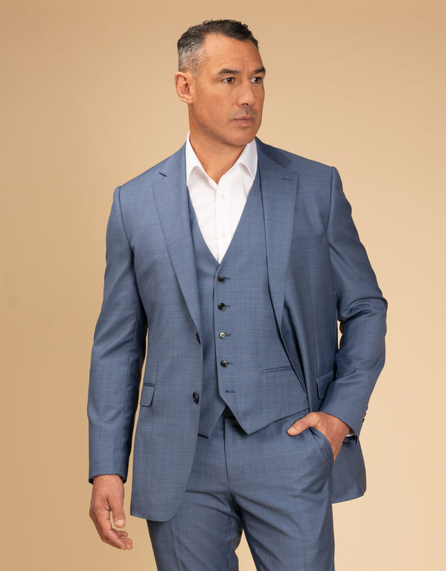 Curtis Pale Blue Sharkskin Waistcoat