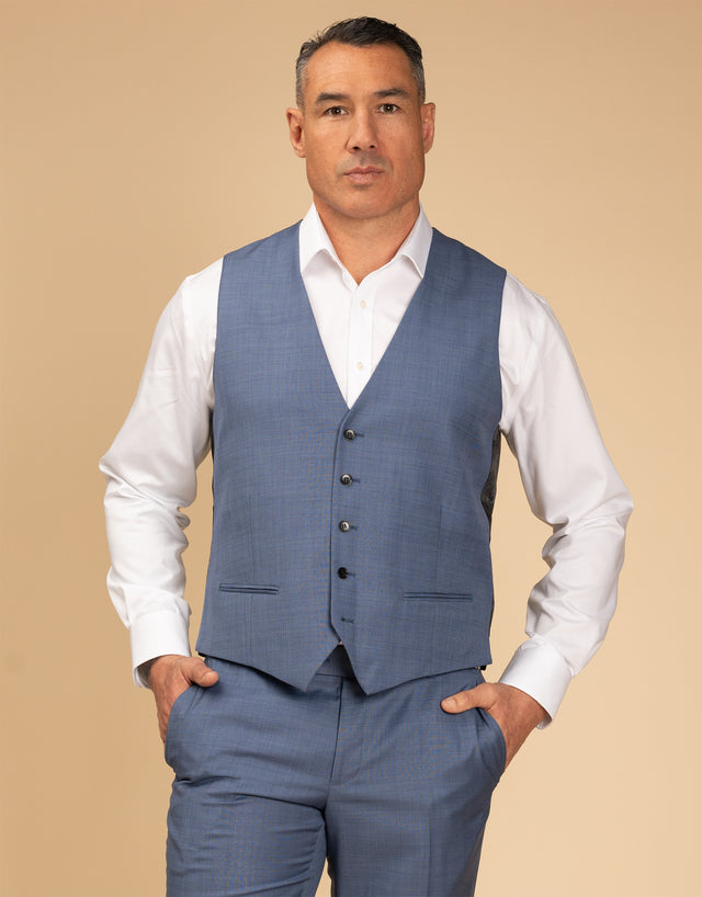 Curtis Pale Blue Sharkskin Waistcoat
