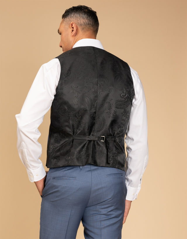Curtis Pale Blue Sharkskin Waistcoat