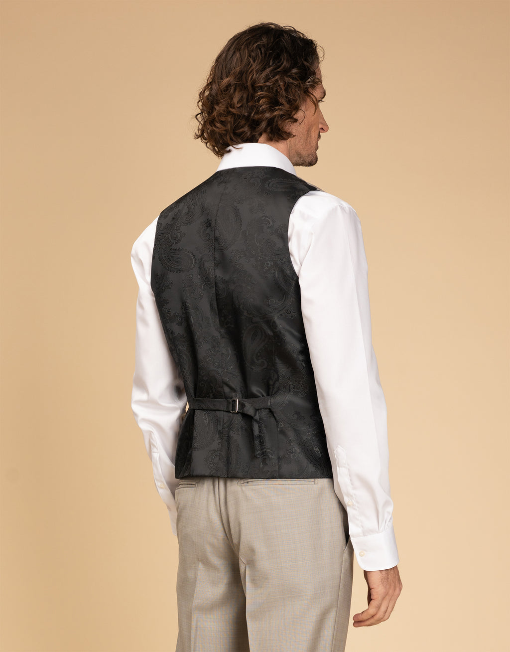 Hire Curtis Beige Sharkskin Waistcoat