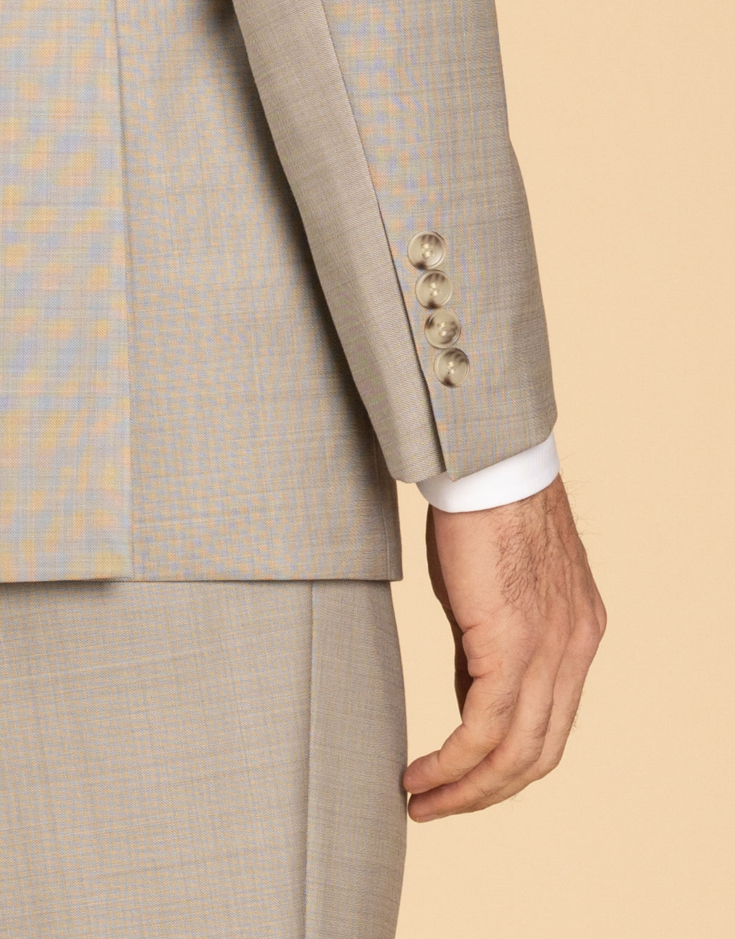 Hire Taylor Beige Sharkskin Suit Jacket