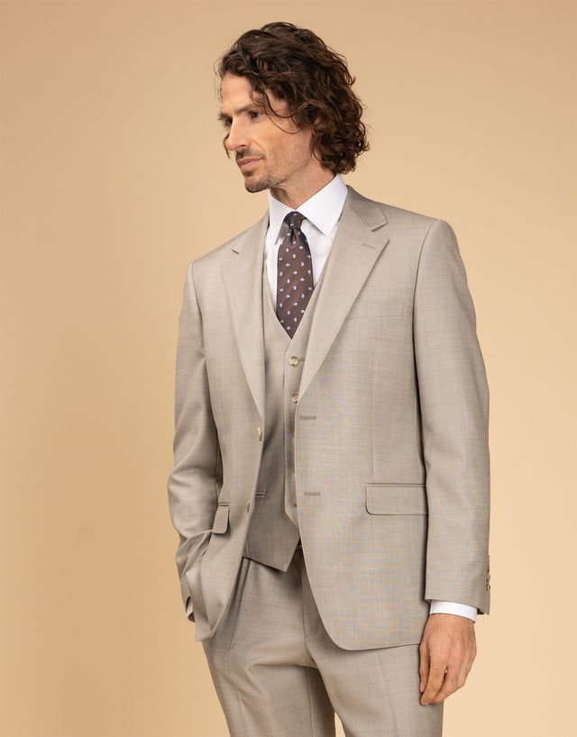 Taylor Beige Sharkskin Suit Jacket