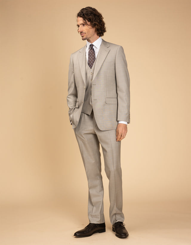 Curtis Beige Sharkskin Waistcoat