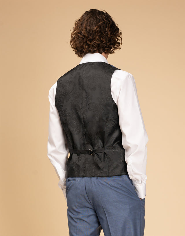 Curtis Pale Blue Sharkskin Waistcoat