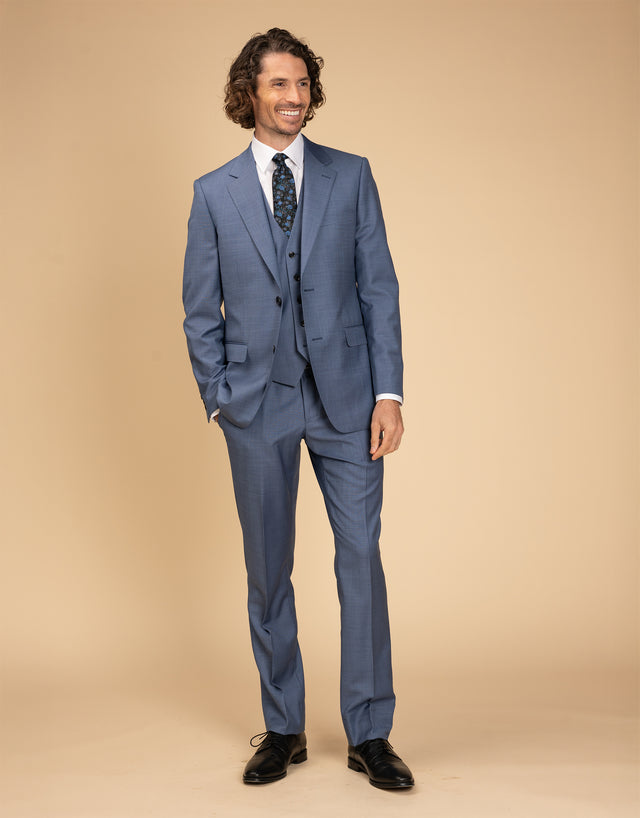 Curtis Pale Blue Sharkskin Waistcoat