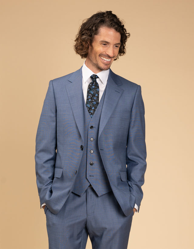 Taylor Pale Blue Sharkskin Suit Jacket