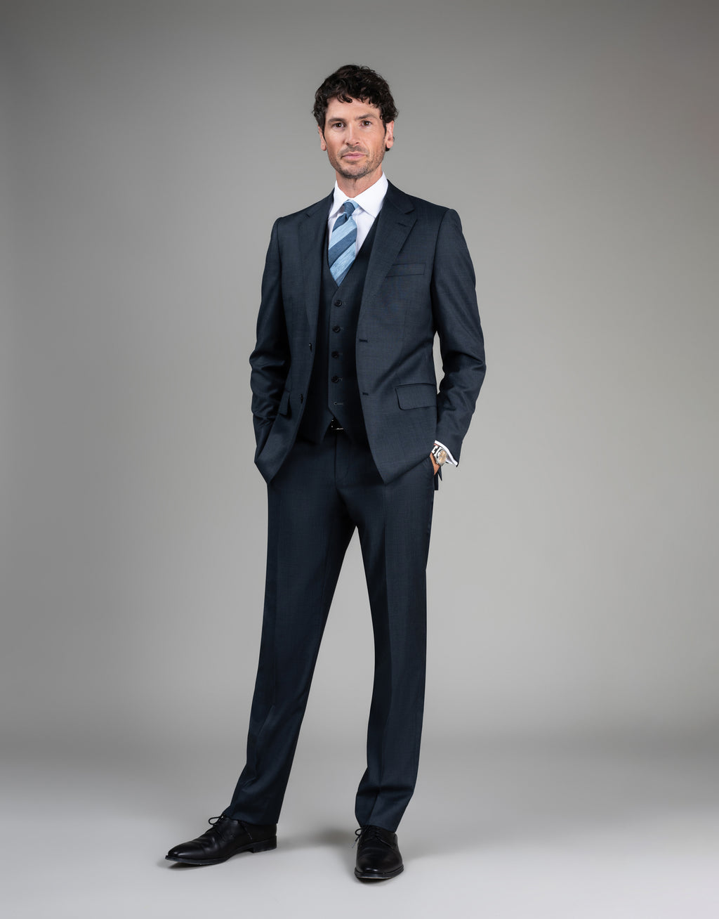 Lotus Steel Blue Nailhead Suit Trouser