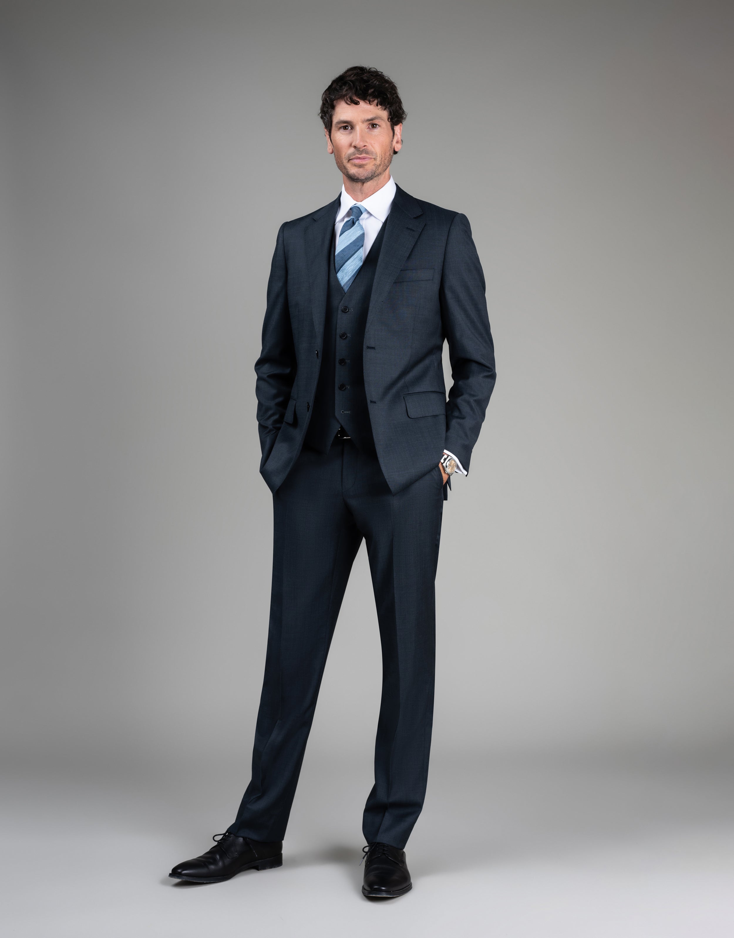 Lotus Steel Blue Nailhead Suit Trouser