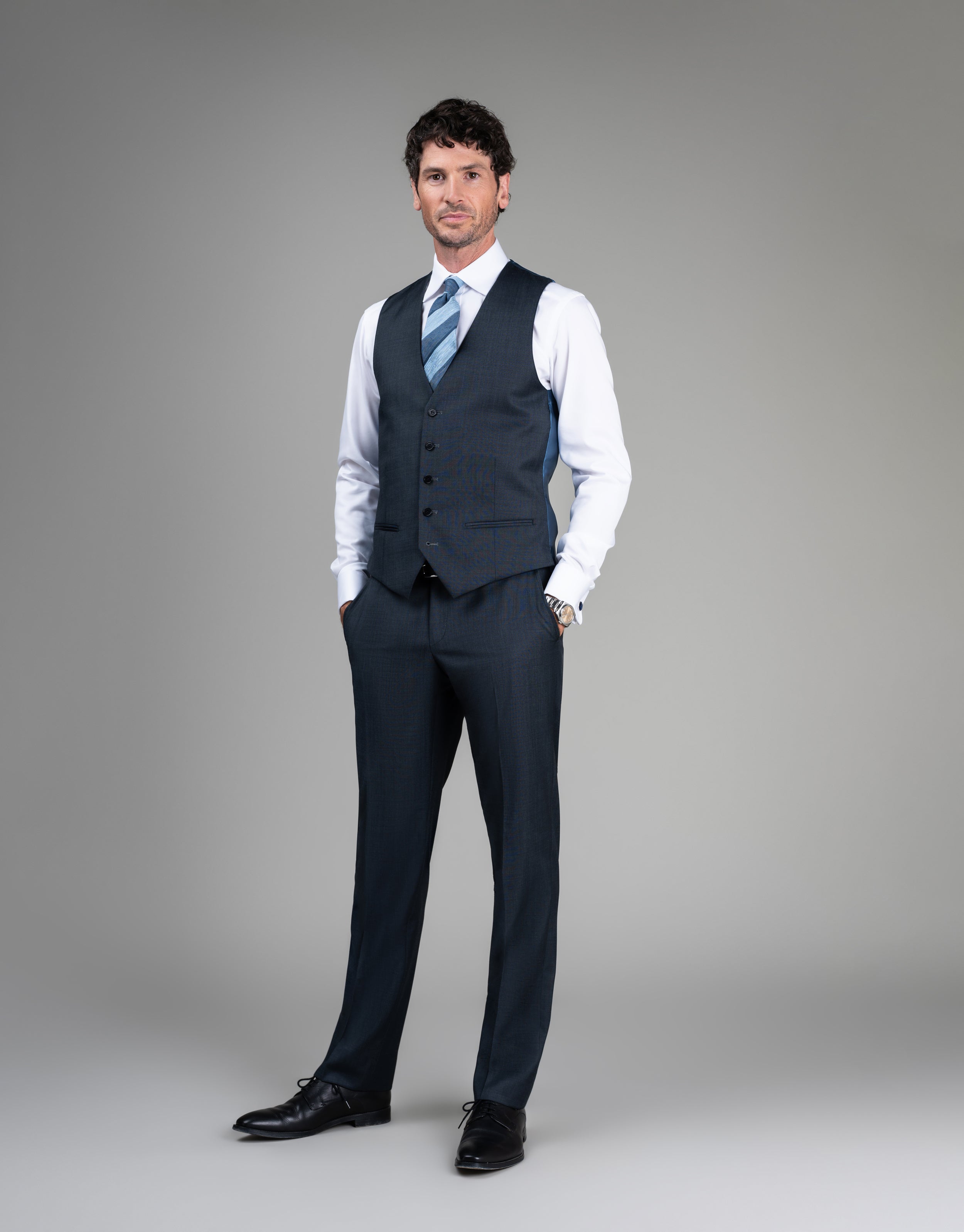 Cooper Steel Blue Nailhead Suit