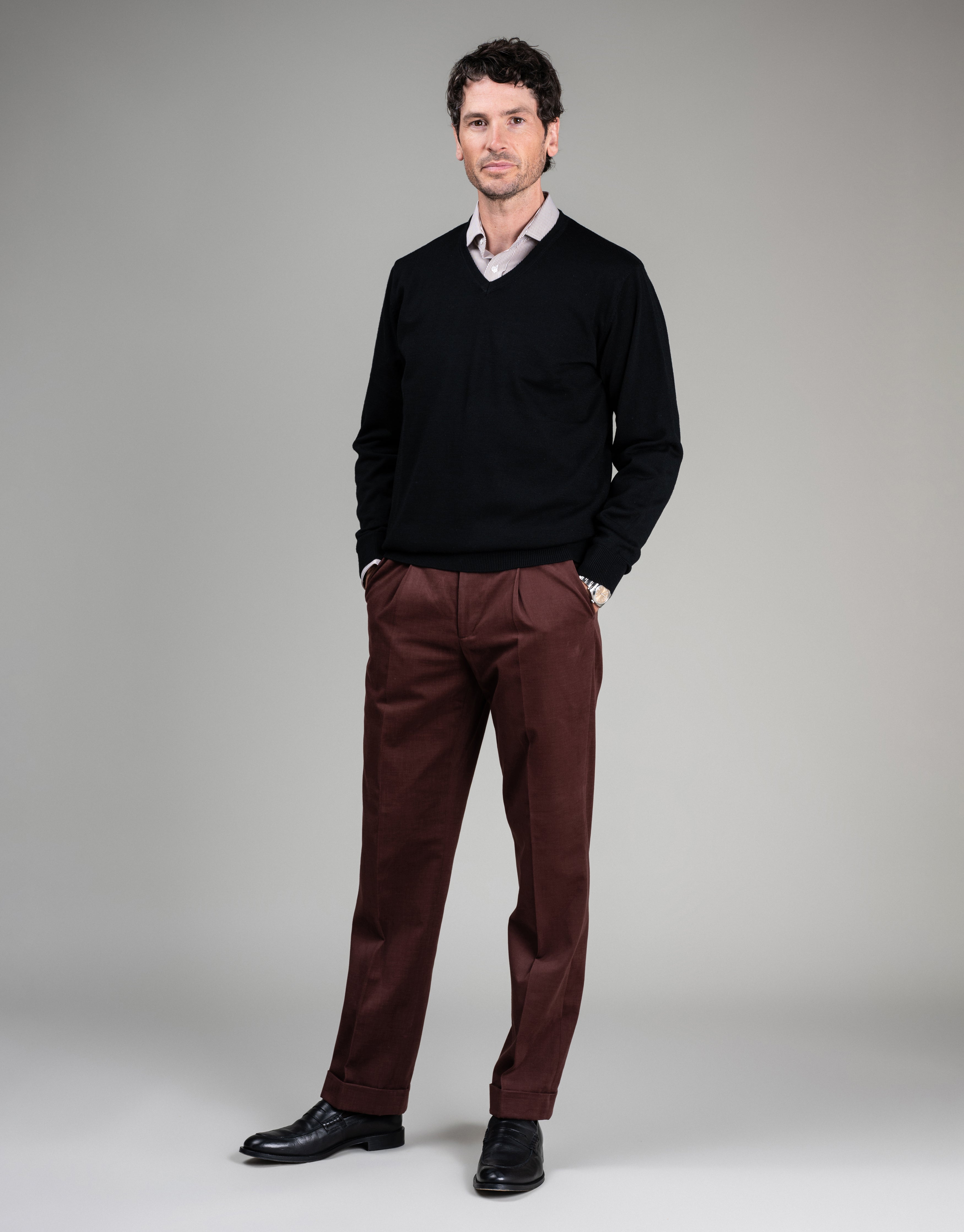 London Brown Pencil Stripe Shirt