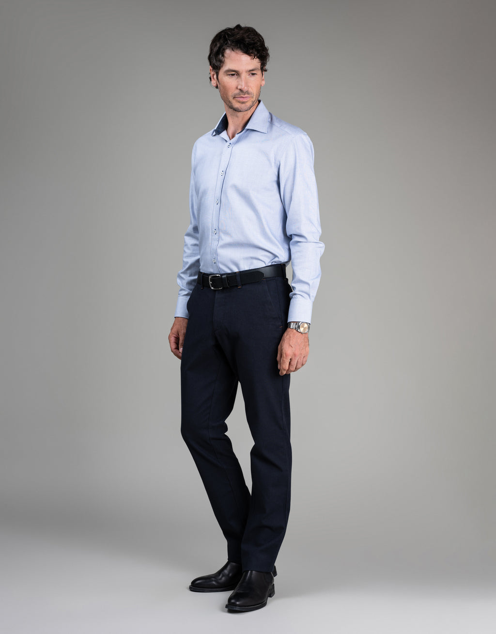 Barbican Navy Micro-design Dobby Shirt