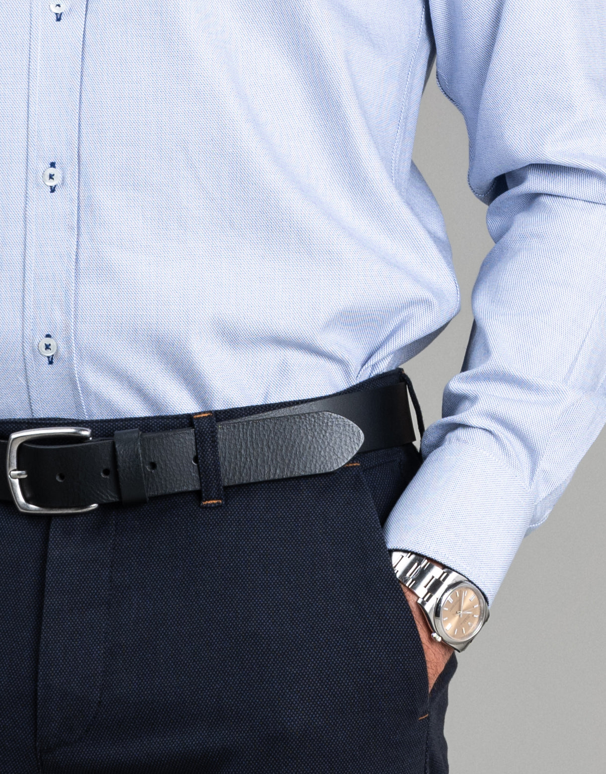 Barbican Navy Micro-design Dobby Shirt