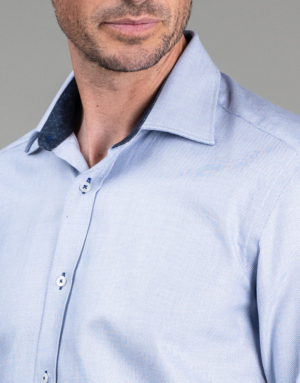 Barbican Navy Micro-design Dobby Shirt