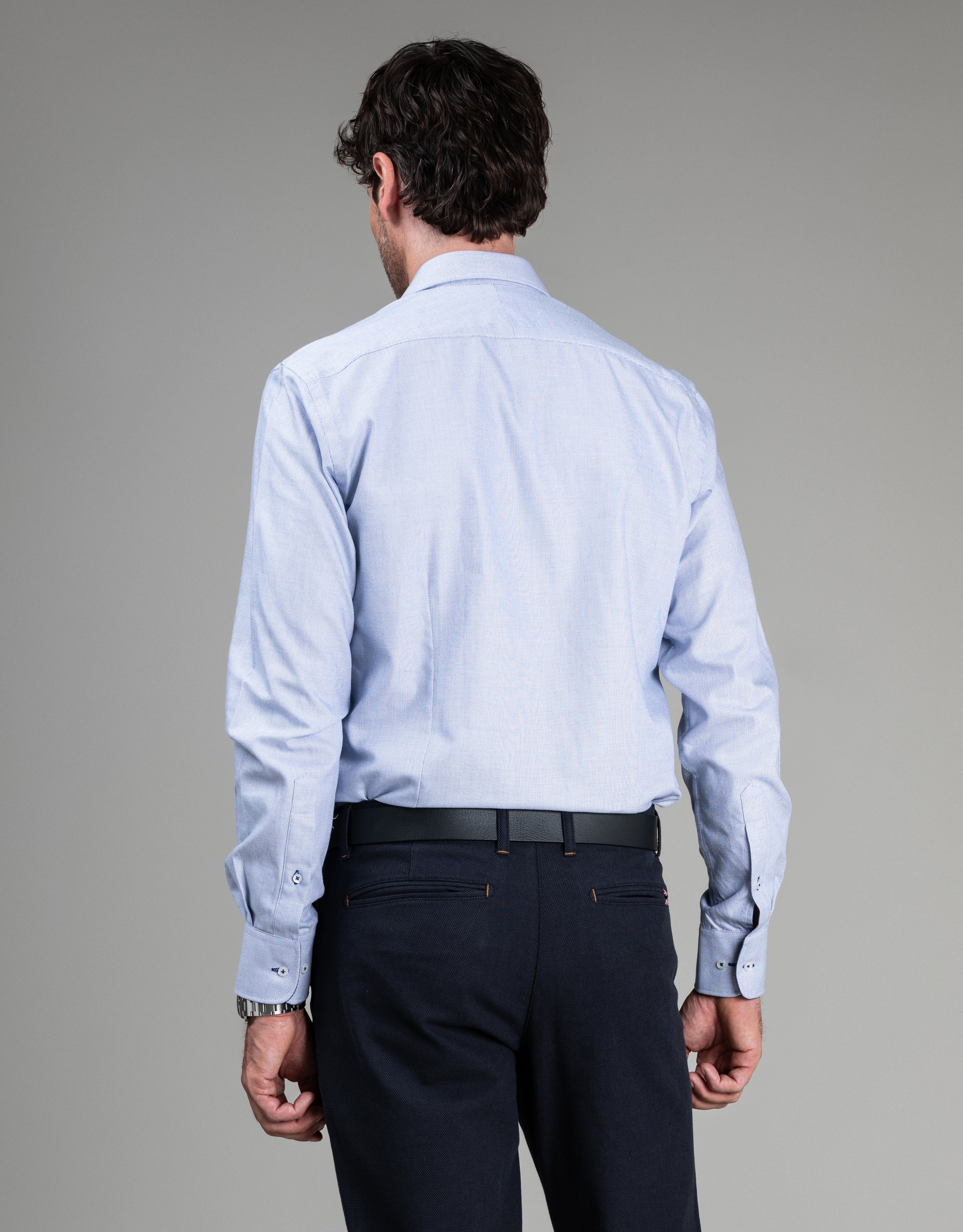 Barbican Navy Micro-design Dobby Shirt
