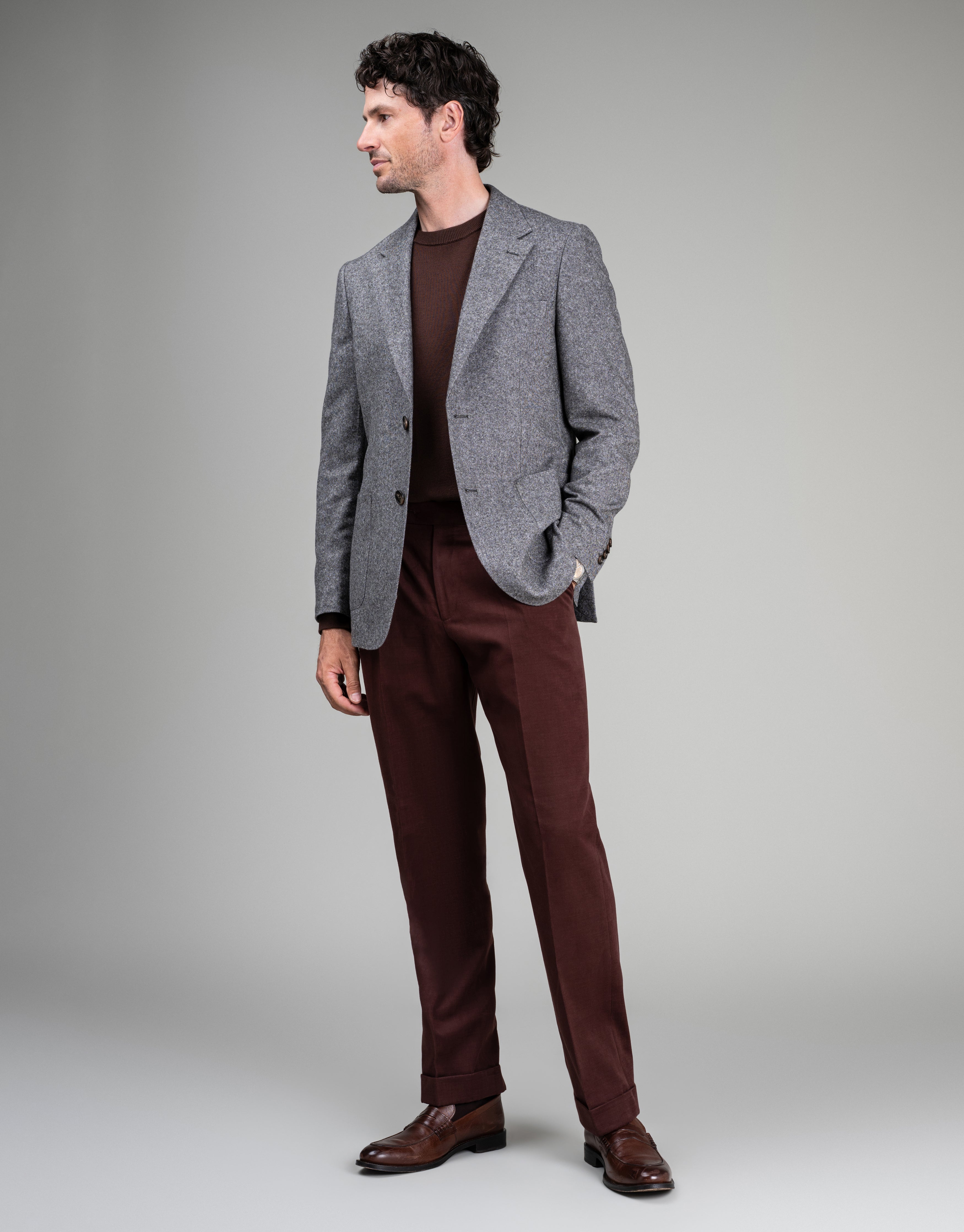 Evans Maroon Cotton-Cashmere Trouser