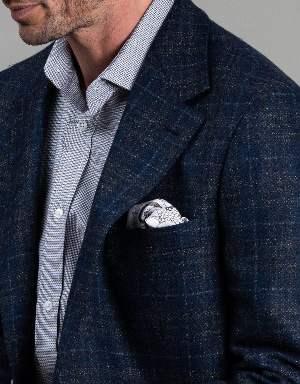 Malta Navy & Brown Check Blazer