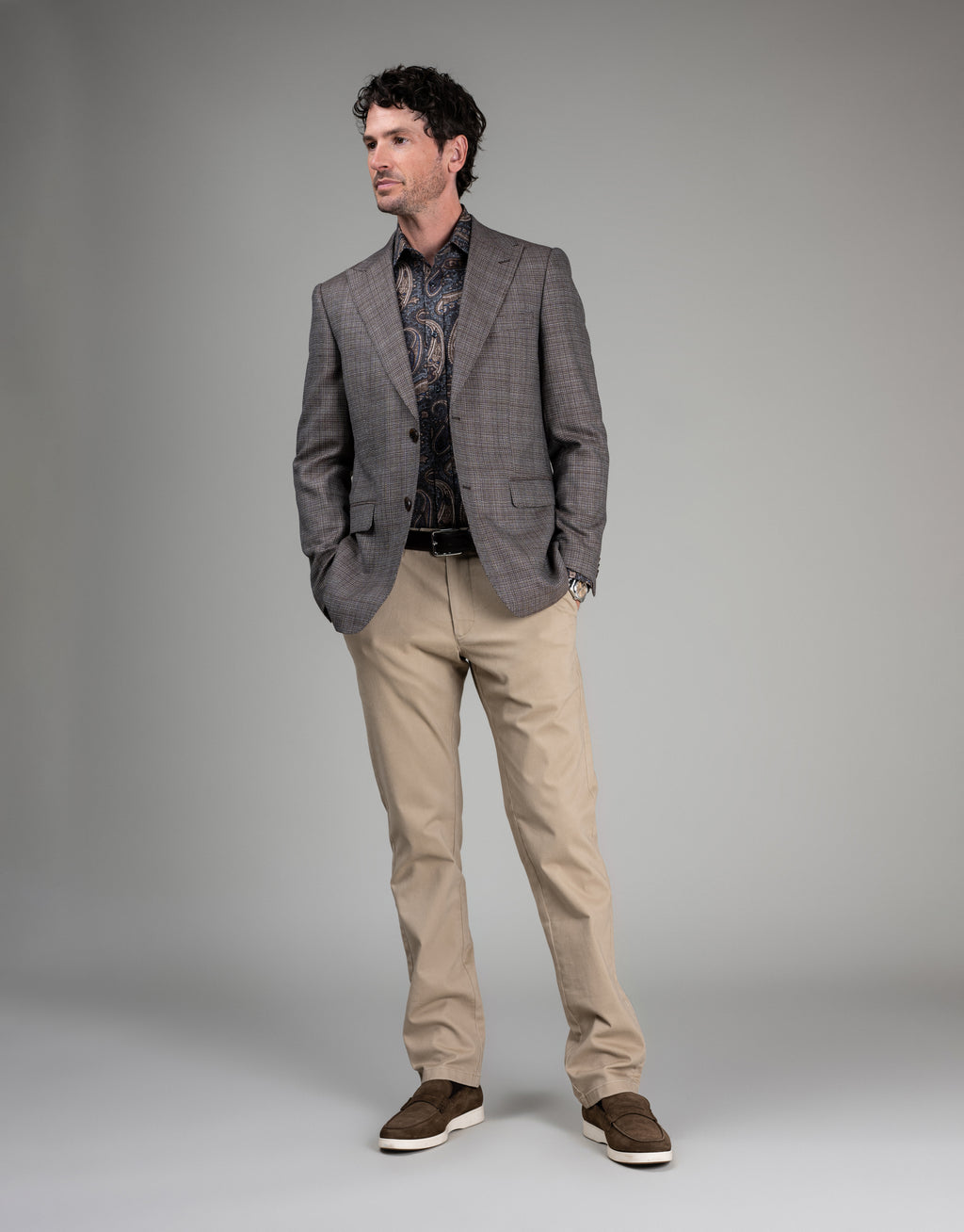 London Navy & Brown Paisley Print Shirt
