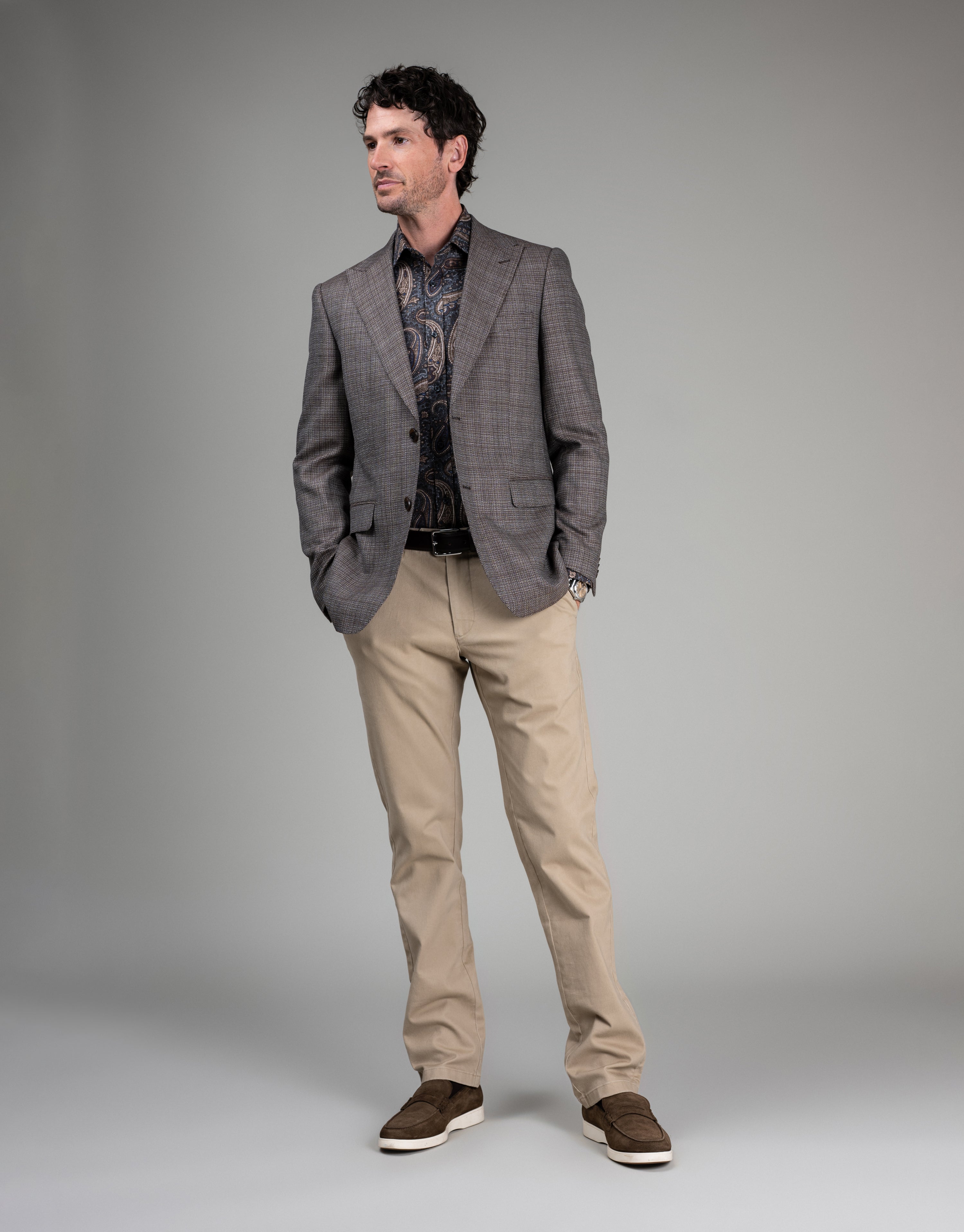 London Navy & Brown Paisley Print Shirt