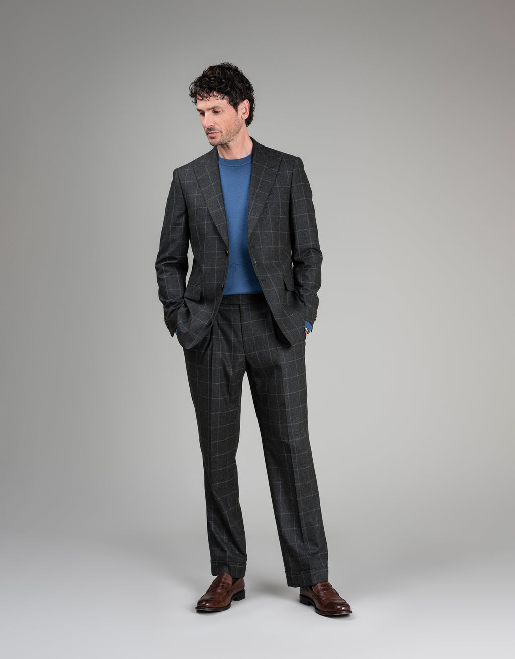 Lyon Dark Green Check Flannel Suit