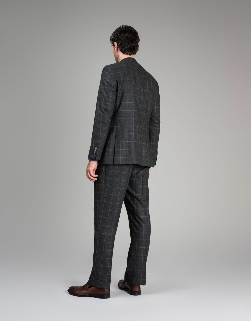 Lyon Dark Green Check Flannel Suit