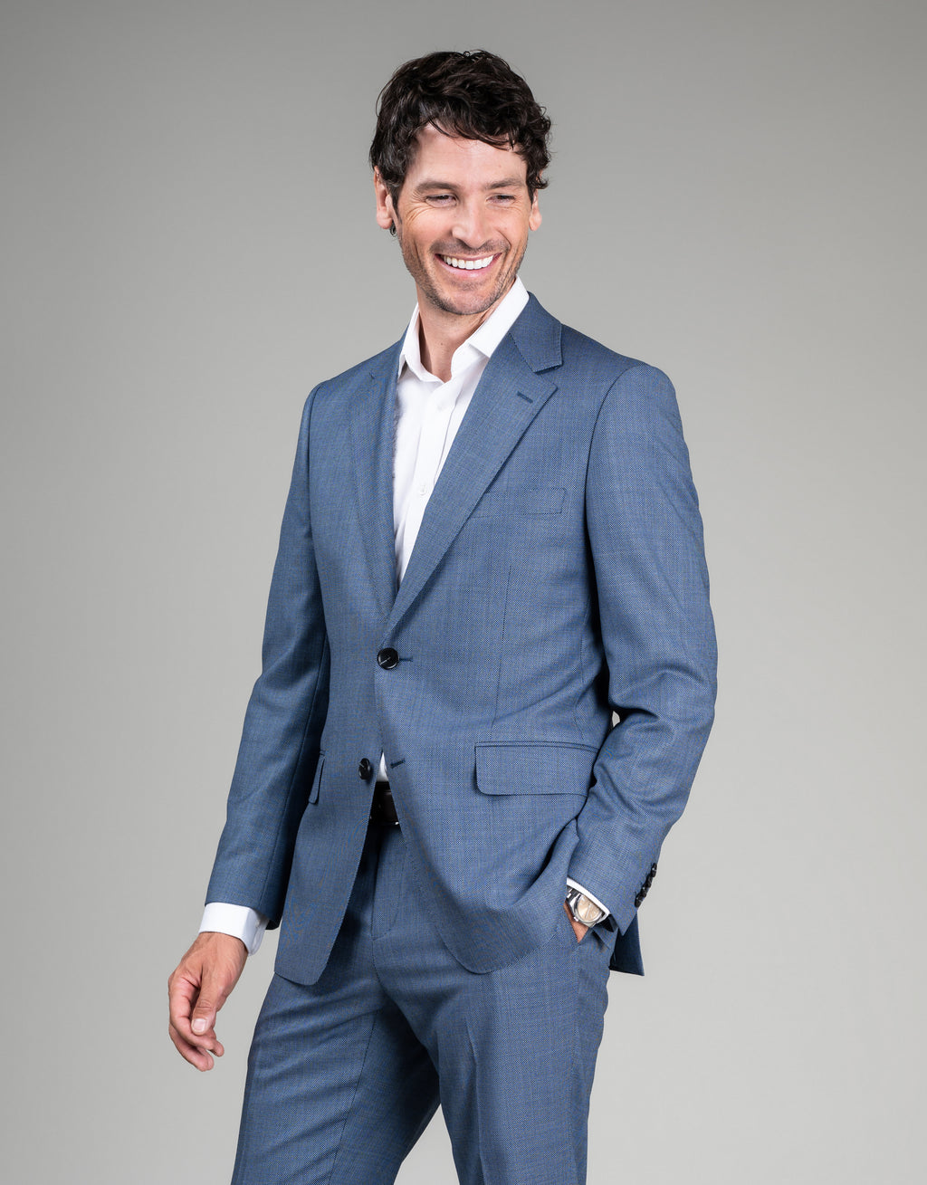Cooper Slate Blue Birdseye Suit