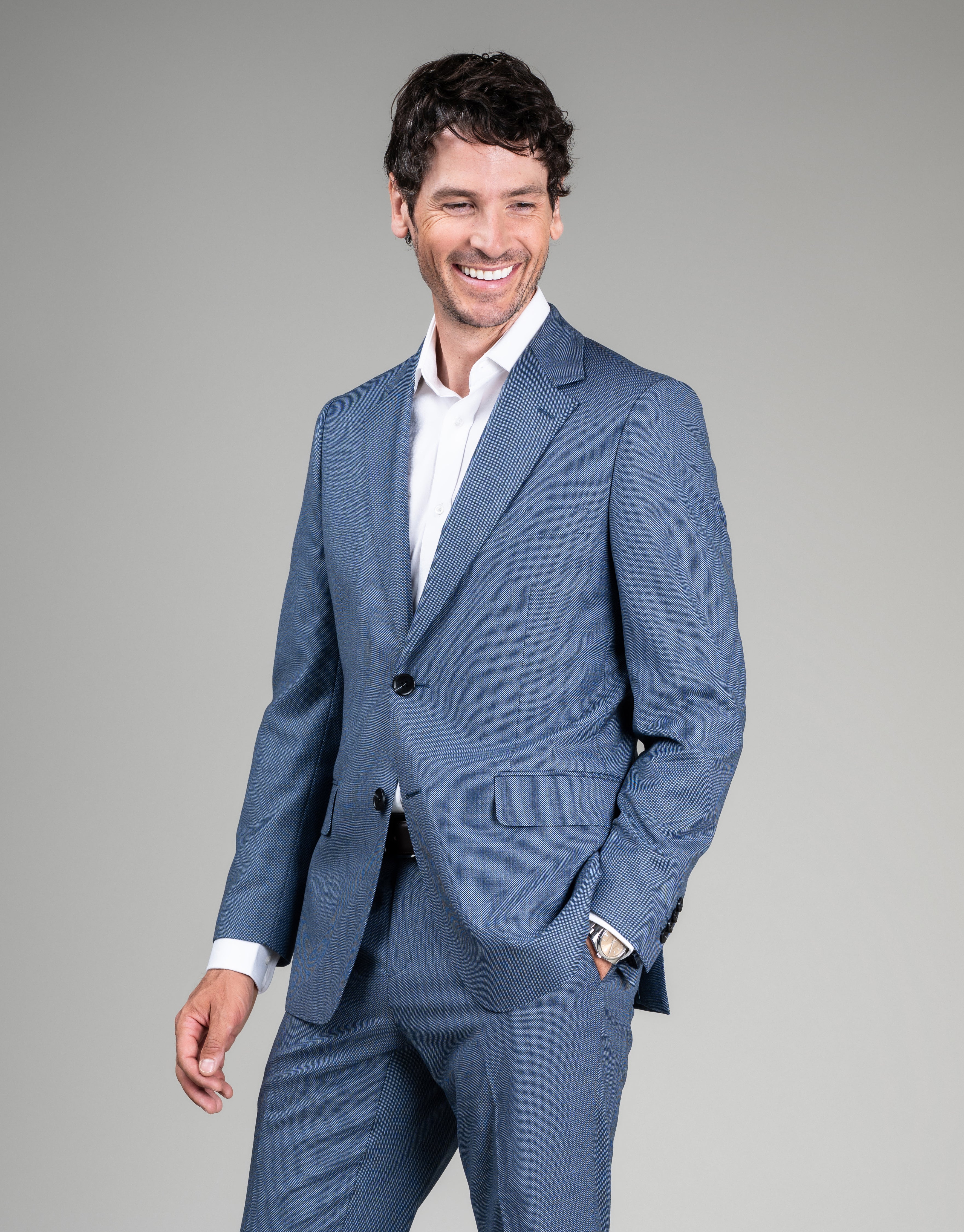 Cooper Slate Blue Birdseye Suit