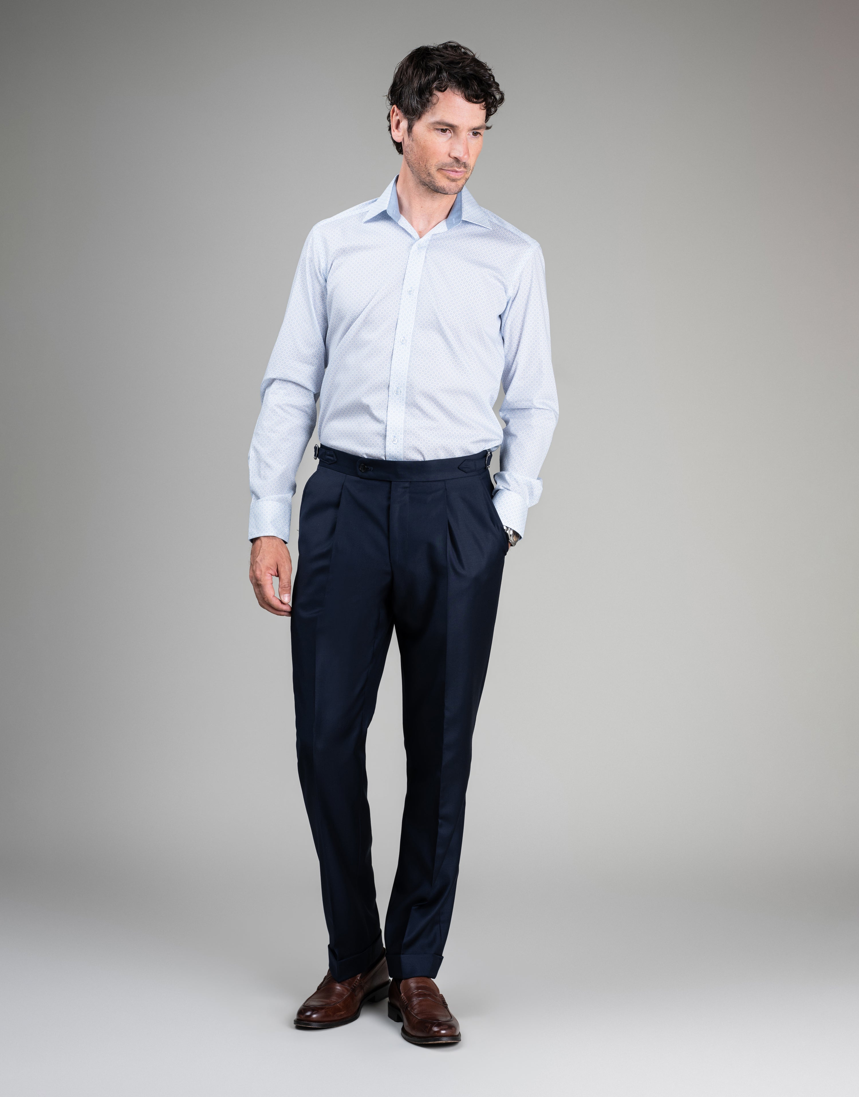 Barbican Light Blue & White Micro-design Shirt