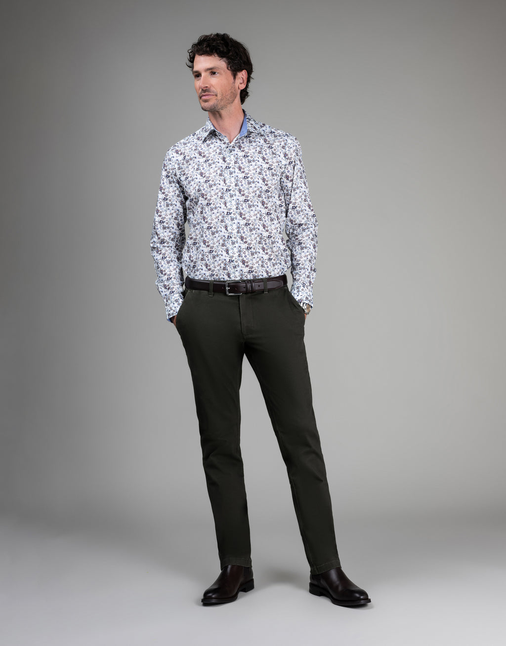 Tyler Dusty Olive Brushed Twill Chinos