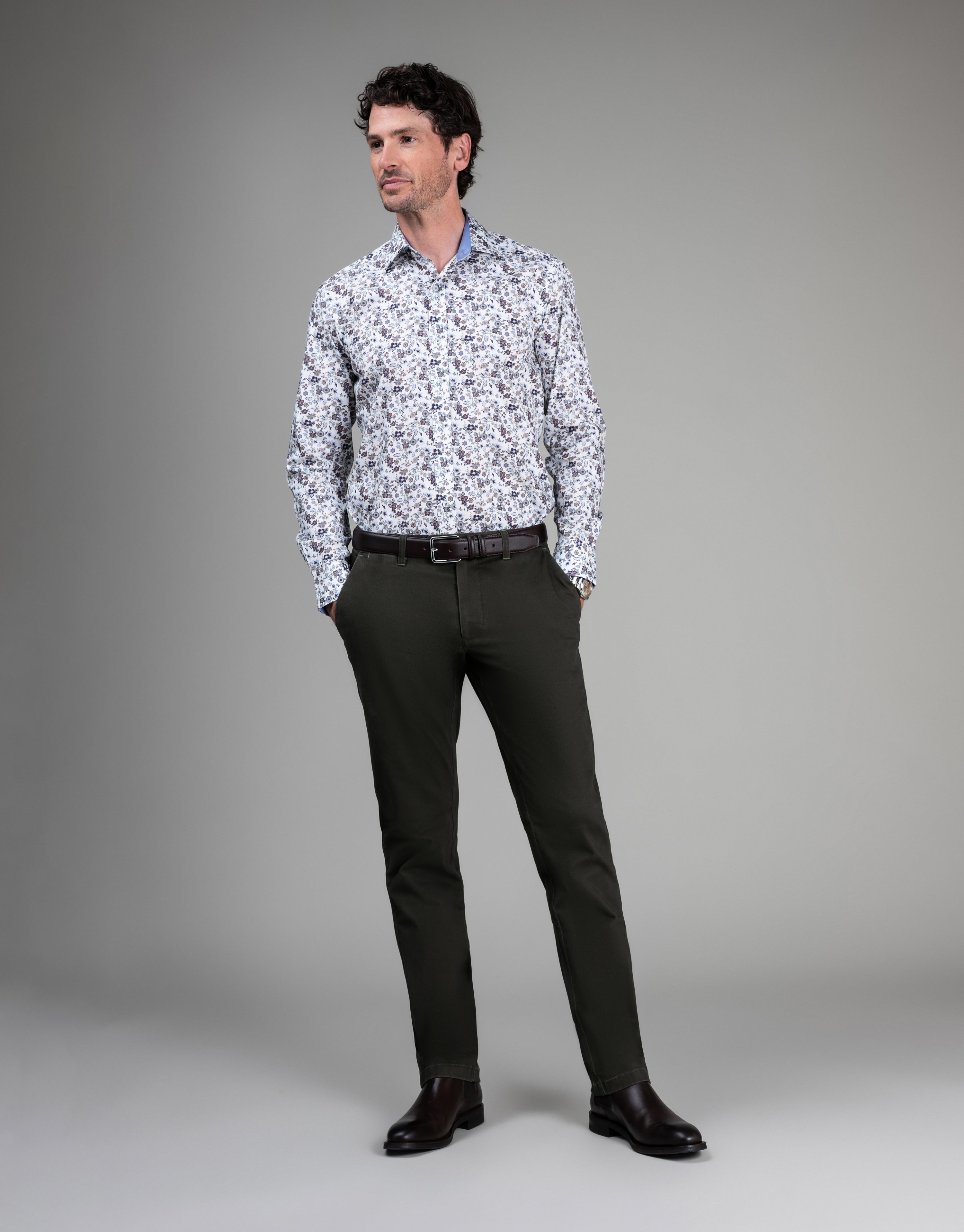 Tyler Dusty Olive Brushed Twill Chinos