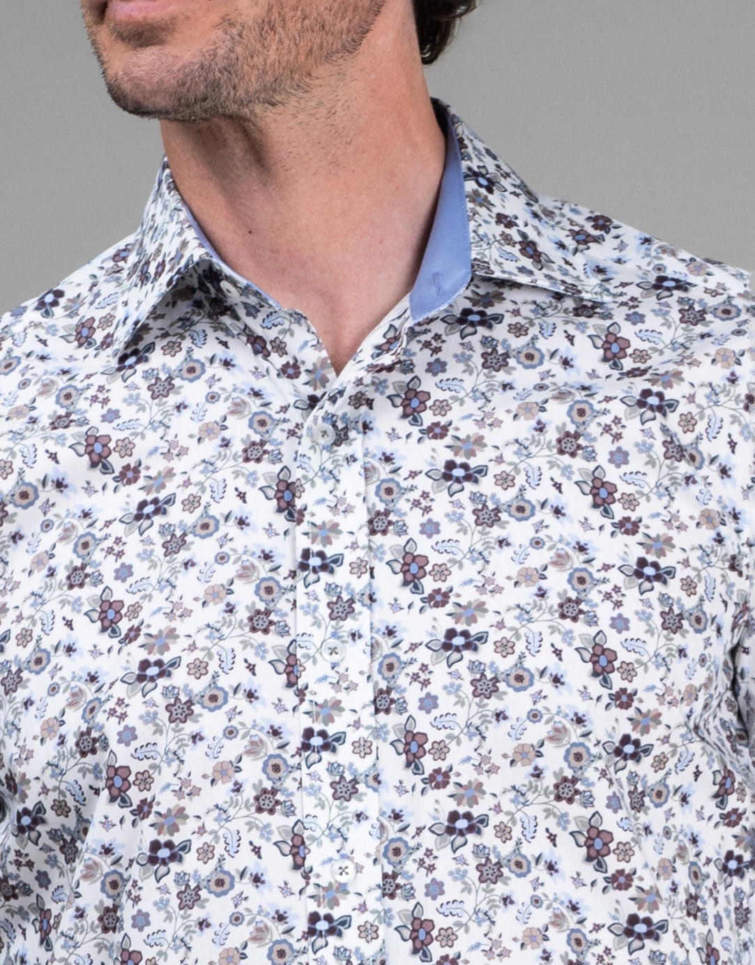 Barbican White Garden Floral Print Shirt