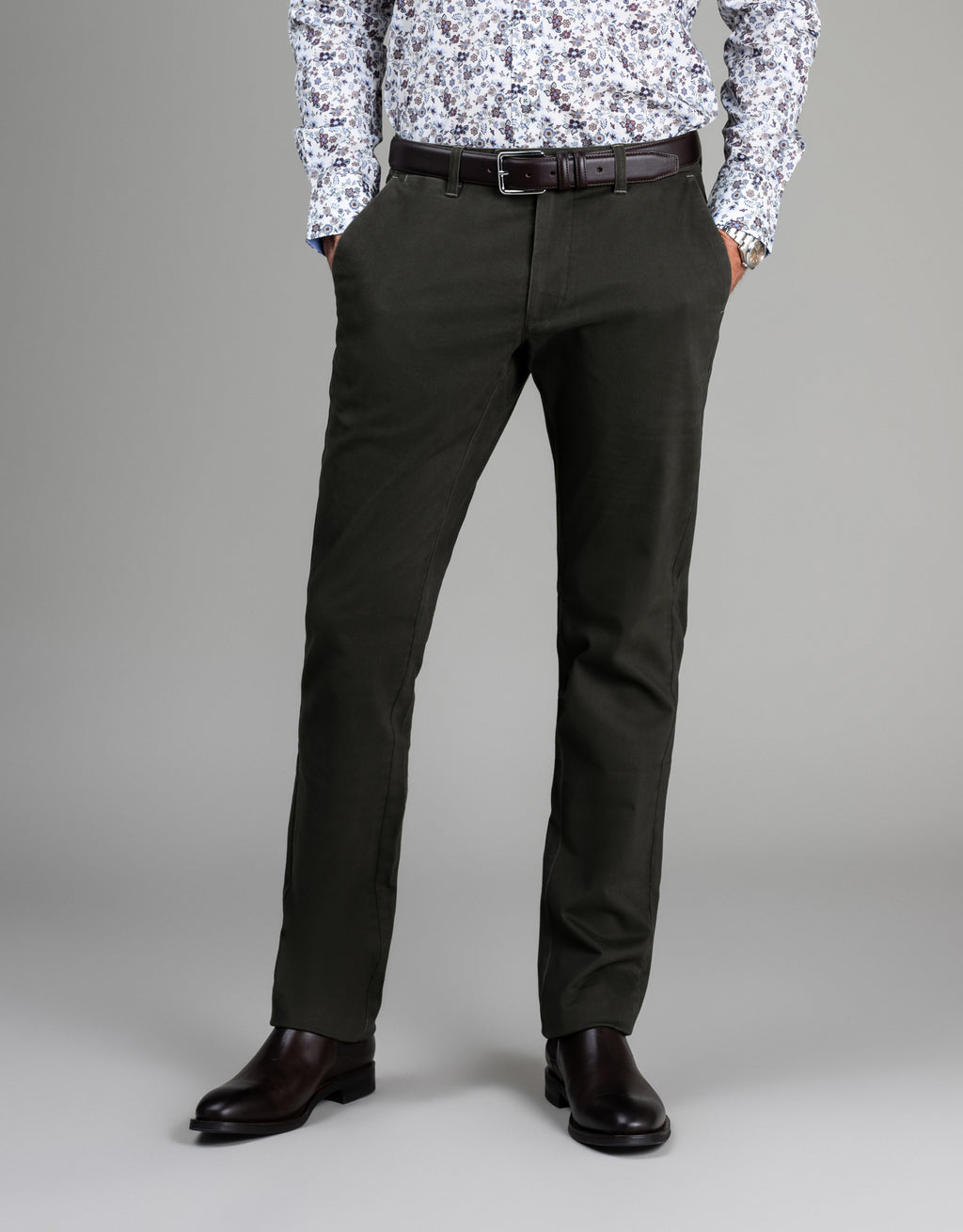 Tyler Dusty Olive Brushed Twill Chinos