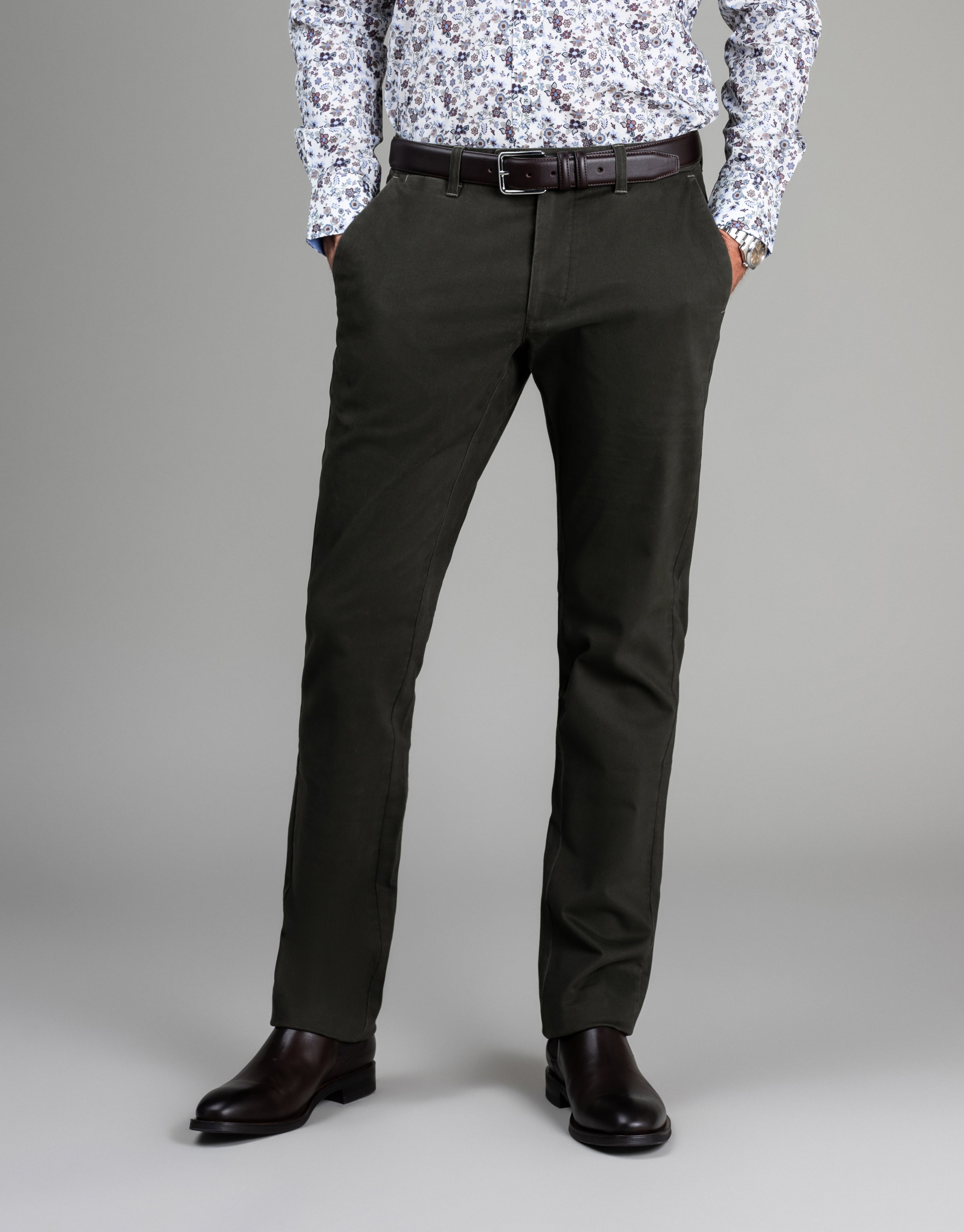 Tyler Dusty Olive Brushed Twill Chinos