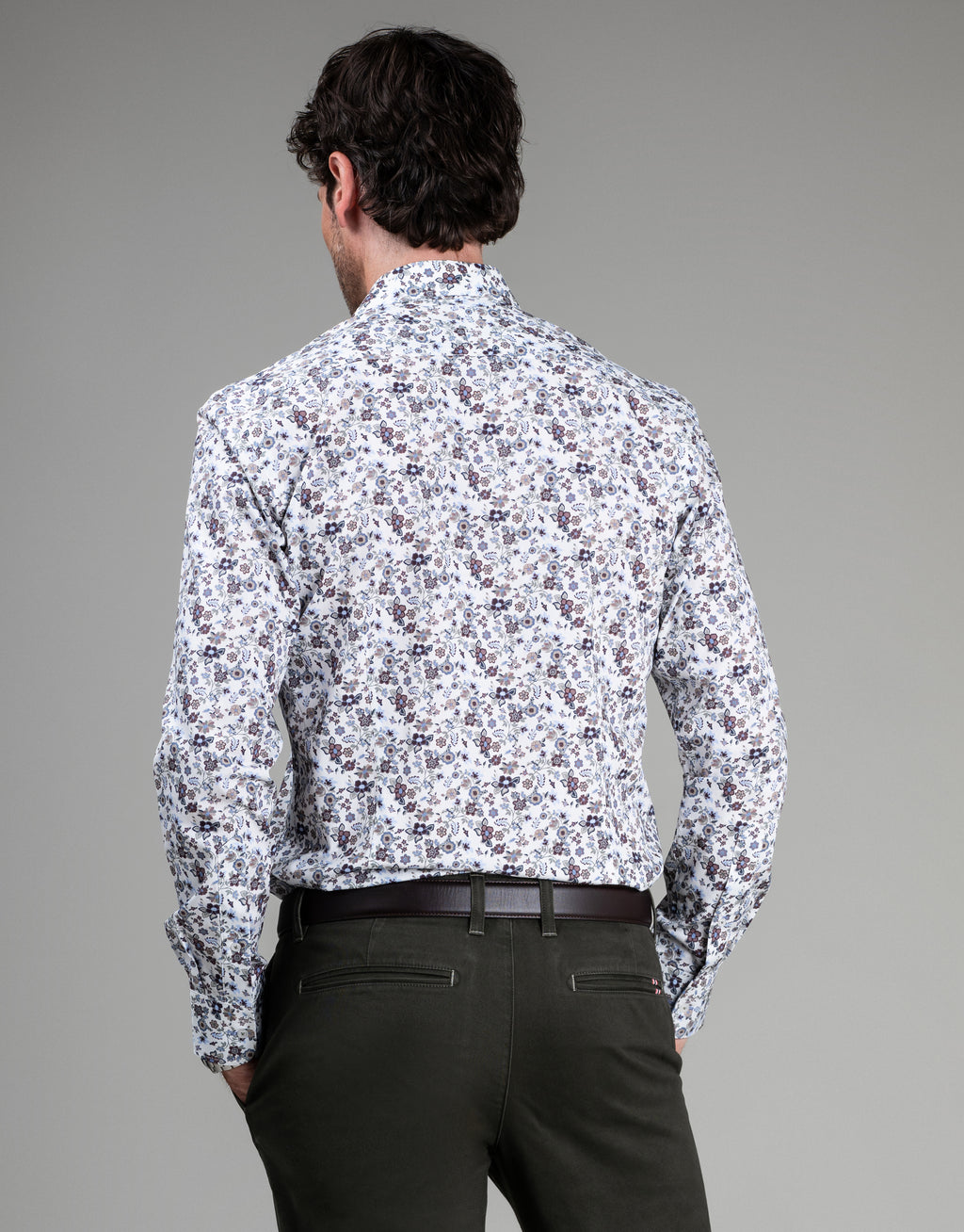 Barbican White Garden Floral Print Shirt