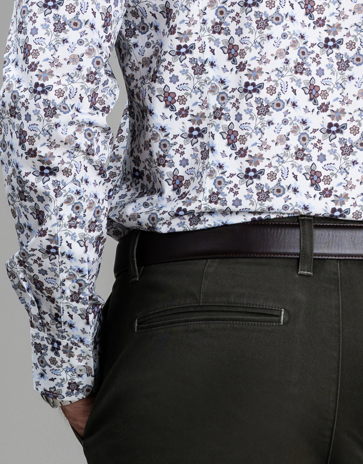 Barbican White Garden Floral Print Shirt